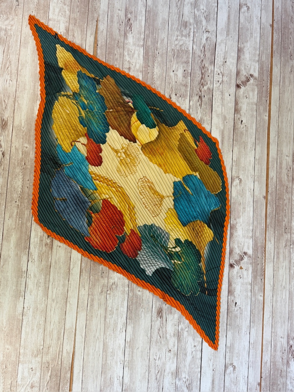 New BALI Vibrant Multicolor Floral Home Art Textile with Orange Trim
